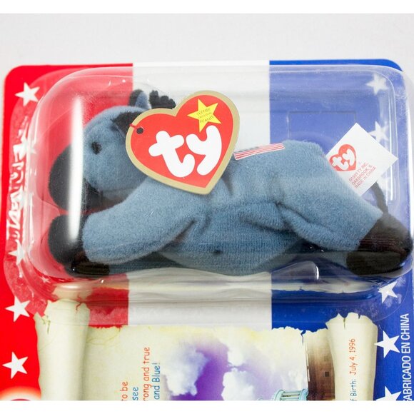 Ty Teenie Beanie Babies Lefty The Donkey McDonalds Toy DOB July 4, 1996 - Picture 2 of 3